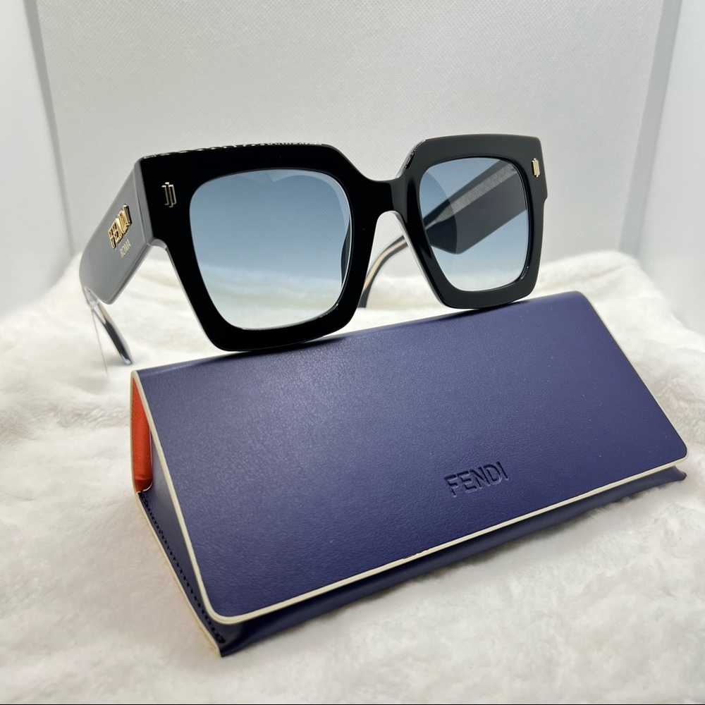 Fendi Sunglasses, New Authentic Black Square Unisex - Picture 2 of 6